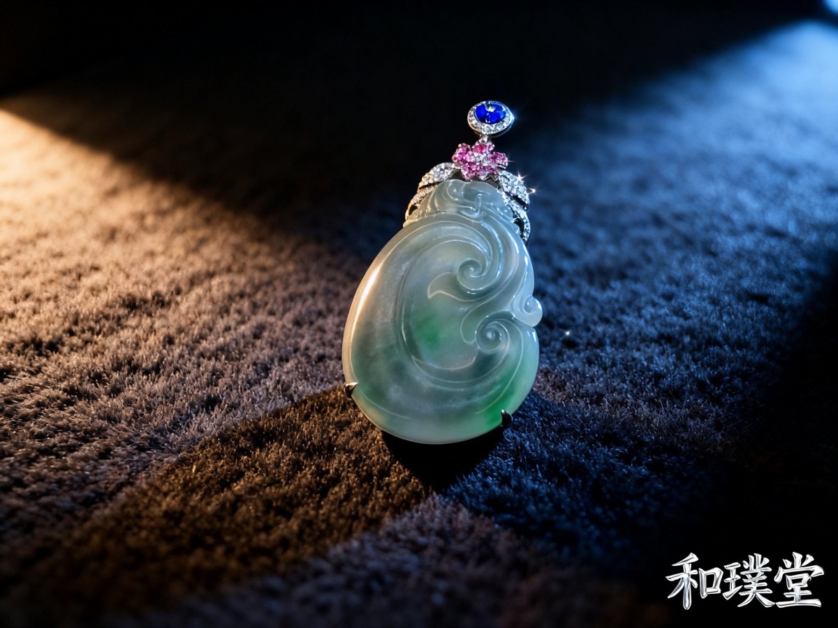 冰种飘绿花如意吊坠